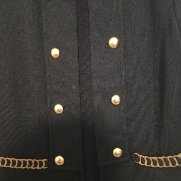 St. John Caviar Knit Pantsuit  with Military Gold Chain Jacket  Sz 12 - Picture 7 of 10